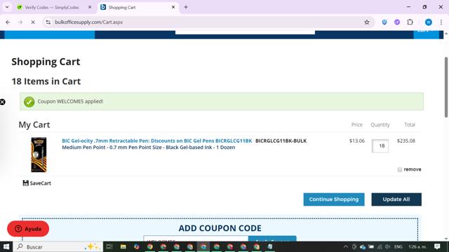 Bulk Office Supply checkout page showing Bulk Office Supply coupon code box | Screenshot taken by SimplyCodes community member on Sep 9, 2025