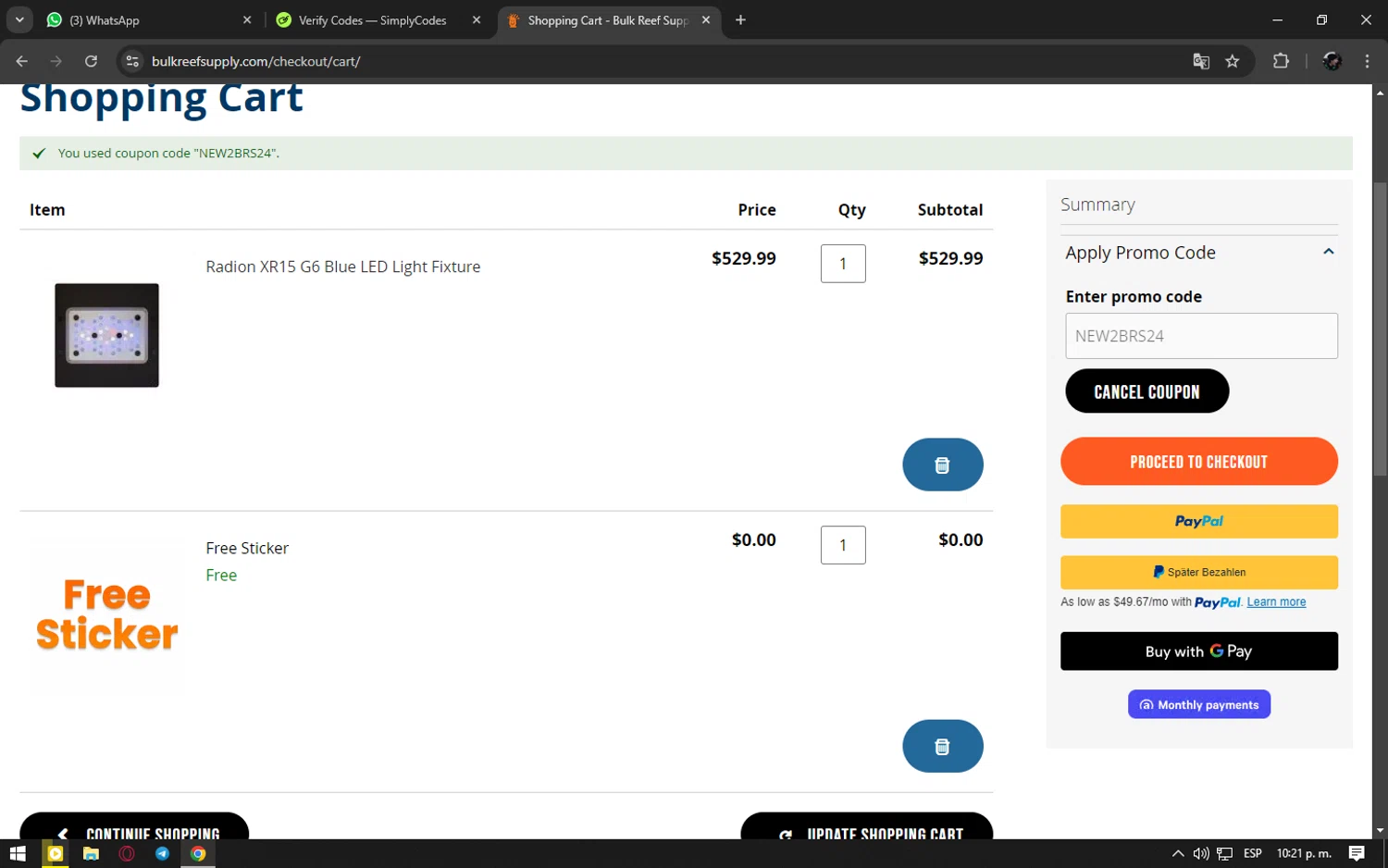 where to use Bulk Reef Supply promo code box
