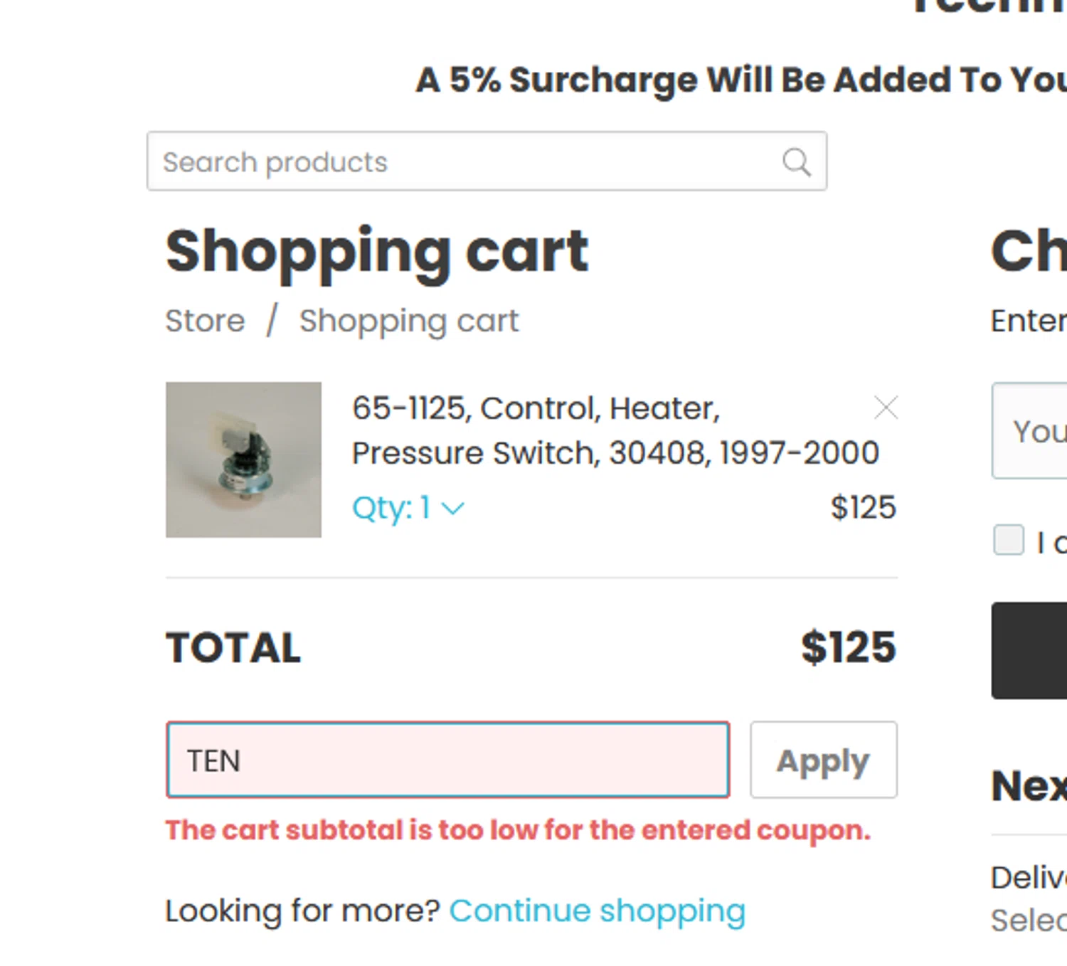 Bullfrog Spa Parts coupon code screenshot showing code TEN applied at Bullfrog Spa Parts checkout page. Uploaded by SimplyCodes community member BLUEBLASTOISE on May 22, 2025