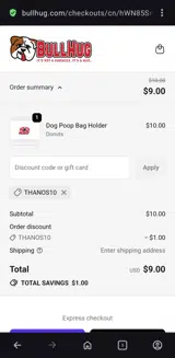 BullHug coupon verification screenshot