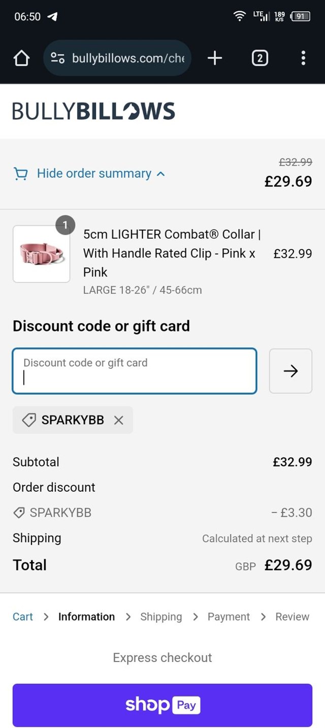 BullyBillows checkout page showing BullyBillows discount code box | Screenshot taken by SimplyCodes community member on Nov 15, 2023