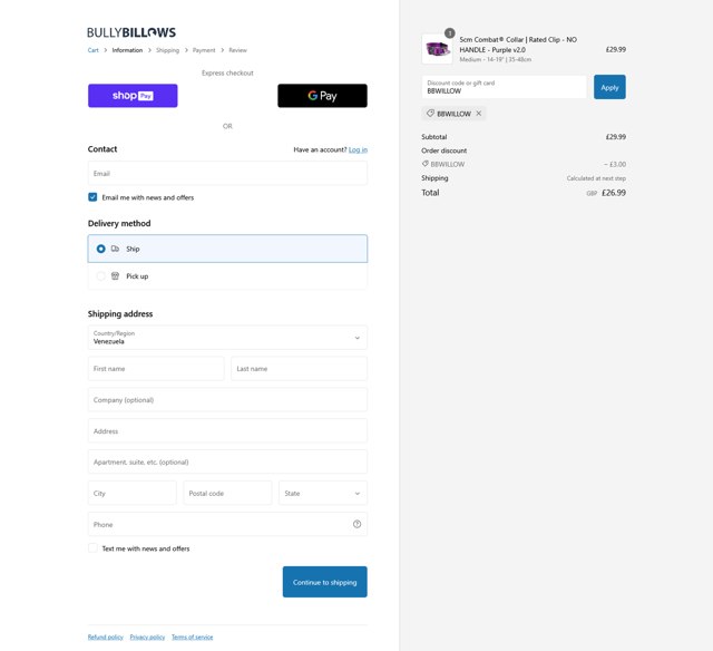 BullyBillows checkout page showing BullyBillows discount code box | Screenshot taken by SimplyCodes community member on Nov 15, 2023