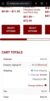 signup10 coupon verification screenshot