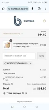 HERBIEINTHEWILLOWS_ coupon verification screenshot