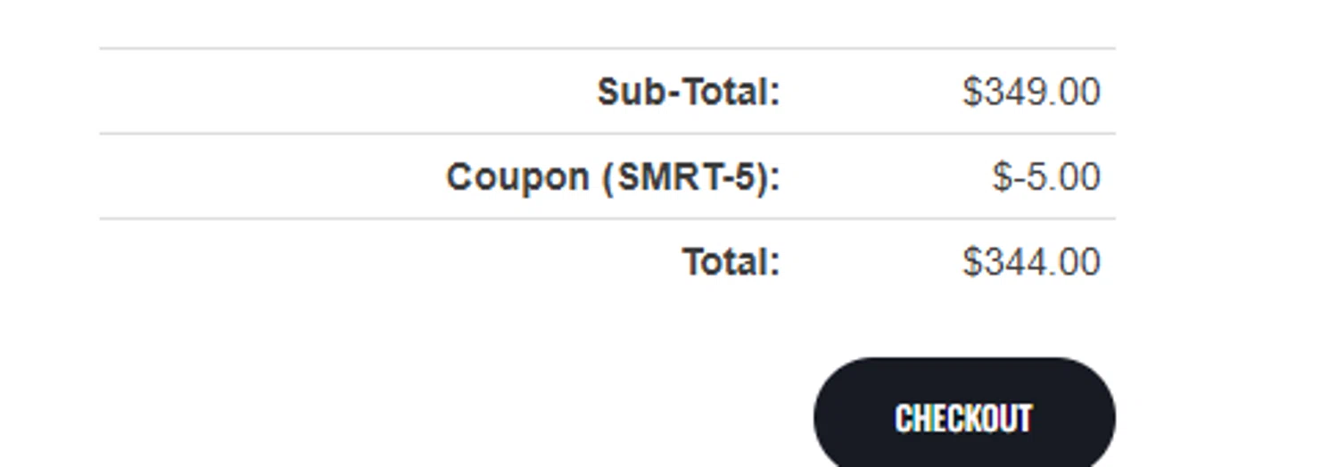 BumperPlugs.com coupon code screenshot showing code SMRT-5 applied at BumperPlugs.com checkout page. Uploaded by SimplyCodes community member Tragedy on Jun 20, 2025
