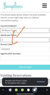Bungalows Key Largo coupon verification screenshot