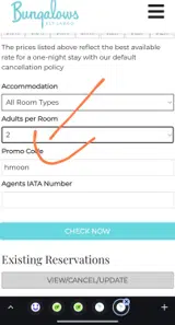 Bungalows Key Largo coupon verification screenshot