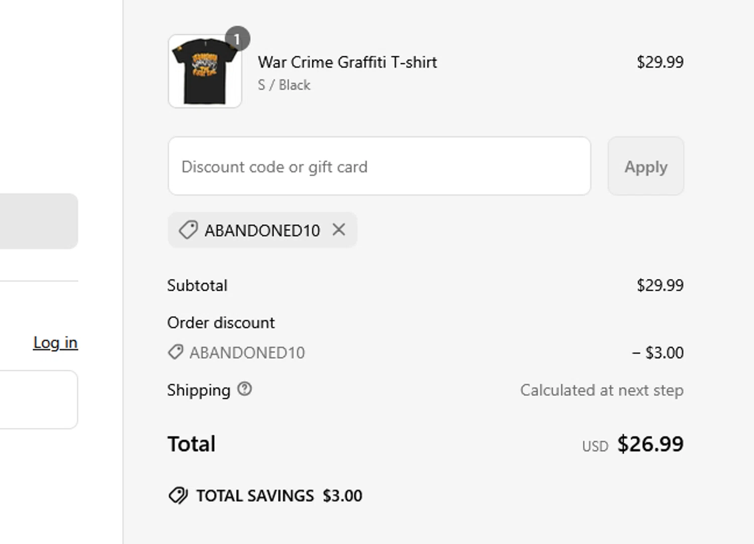 Bunker Branding discount code screenshot showing code ABANDONED10 applied at Bunker Branding checkout page. Uploaded by SimplyCodes community member tuvalu10 on May 16, 2025