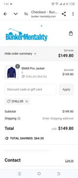 CHILL30 coupon verification screenshot