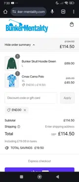 END30 coupon verification screenshot