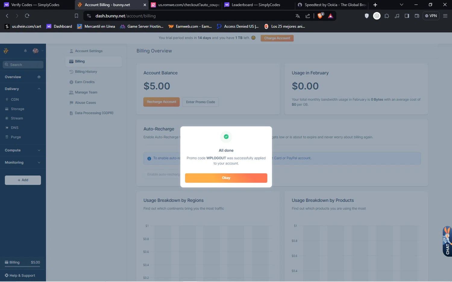 Bunny checkout page showing Bunny promo code box | Screenshot taken by SimplyCodes community member on Feb 2, 2024