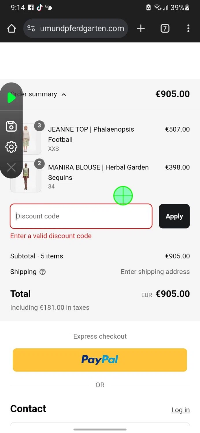 Baum und Pferdgarten promo code screenshot showing code 10WELCOME applied at Baum und Pferdgarten checkout page. Uploaded by SimplyCodes community member miguelcrast on Mar 18, 2025