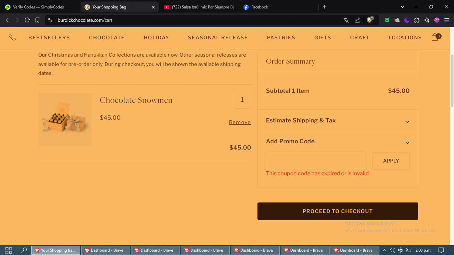 Burdick Chocolate promo code screenshot showing code cambridge15 applied at Burdick Chocolate checkout page. Uploaded by SimplyCodes community member laleyjose on Dec 29, 2024