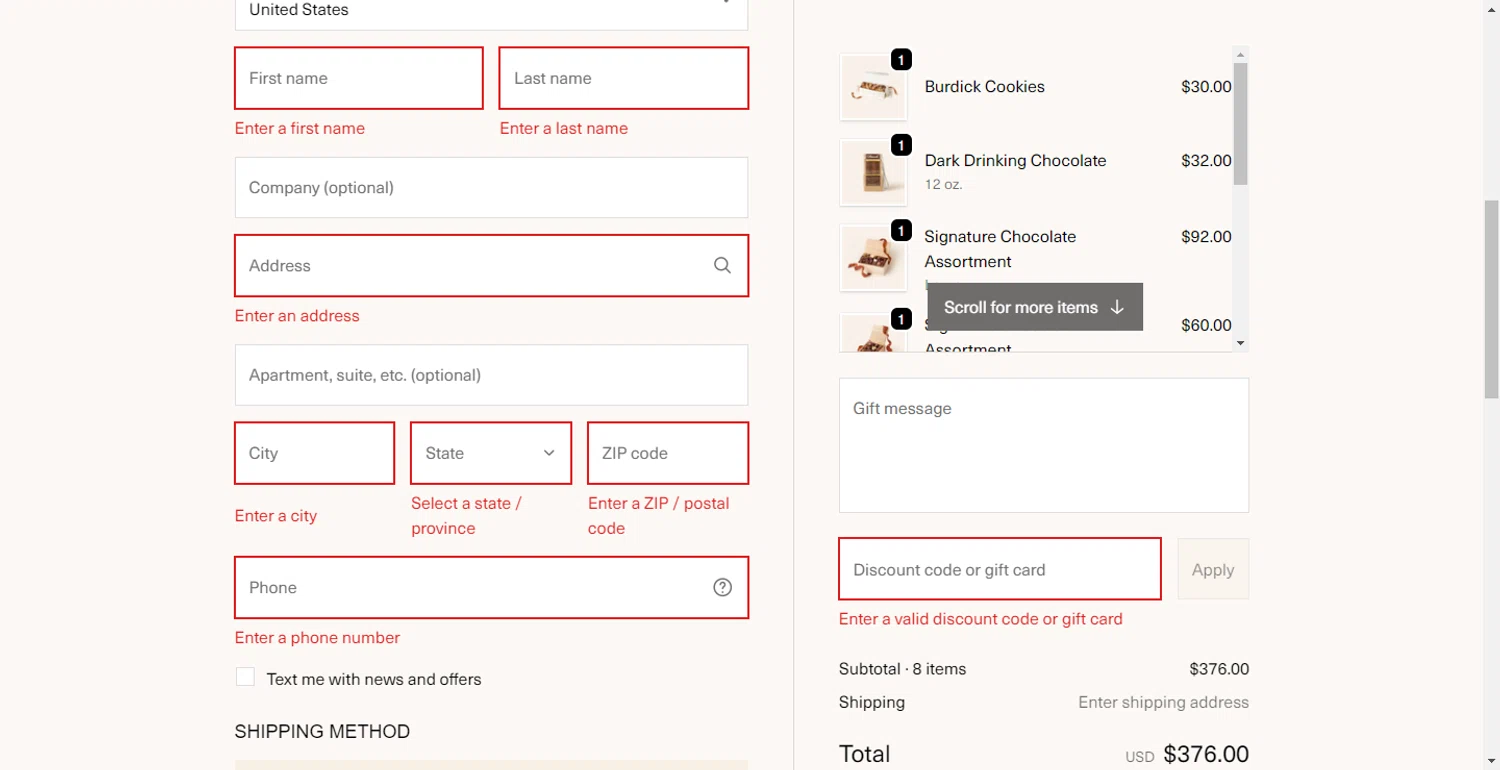 Burdick Chocolate promo code screenshot showing code 10off applied at Burdick Chocolate checkout page. Uploaded by SimplyCodes community member ShieldLion4225 on Oct 19, 2025