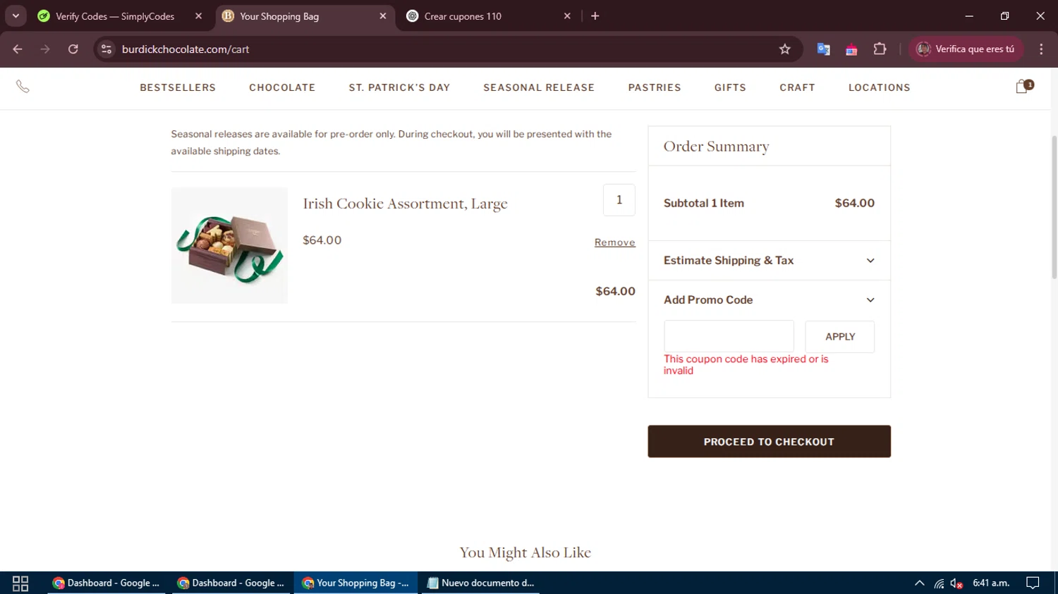 Burdick Chocolate promo code screenshot showing code FIXED15 applied at Burdick Chocolate checkout page. Uploaded by SimplyCodes community member DiscountFalcon2519 on Feb 24, 2025