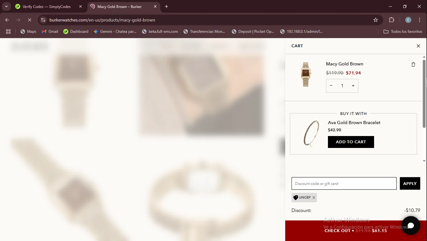 Burker discount code screenshot showing code unicef applied at Burker checkout page. Uploaded by SimplyCodes community member Esteban on Aug 4, 2025