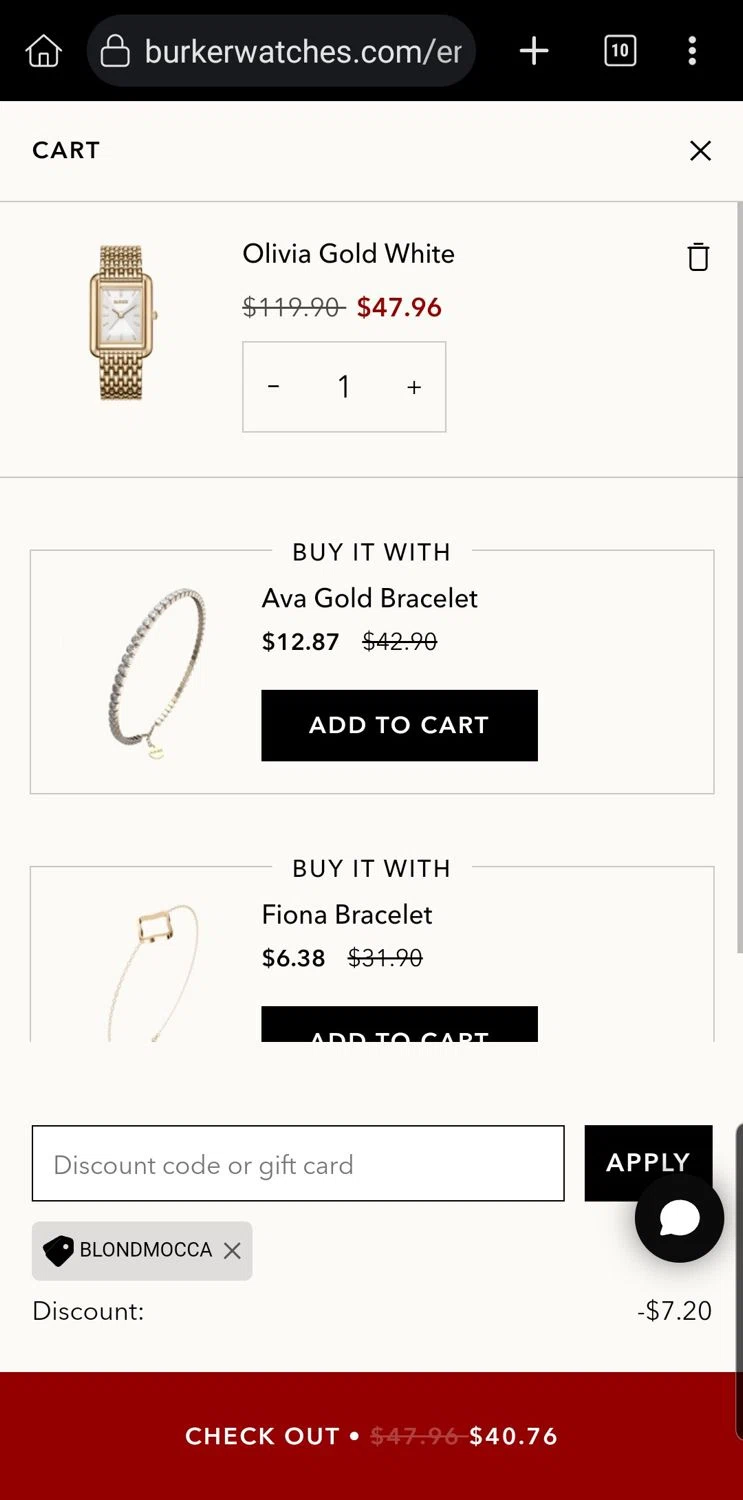 Burker discount code screenshot showing code BLONDMOCCA applied at Burker checkout page. Uploaded by SimplyCodes community member Carloslvz on May 13, 2025