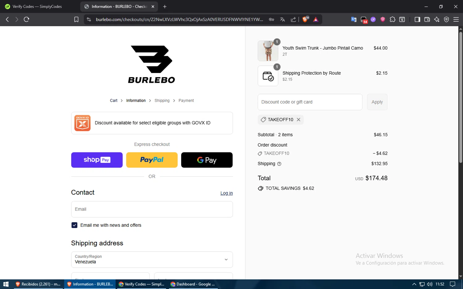 Burlebo discount code screenshot showing code TAKEOFF10 applied at Burlebo checkout page. Uploaded by SimplyCodes community member Voucher200 on Jul 14, 2025