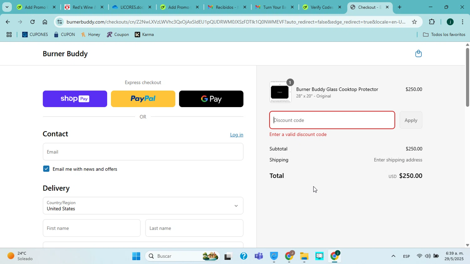 Burner Buddy promo code screenshot showing code MEMDAY2025 applied at Burner Buddy checkout page. Uploaded by SimplyCodes community member ABHF23 on May 29, 2025