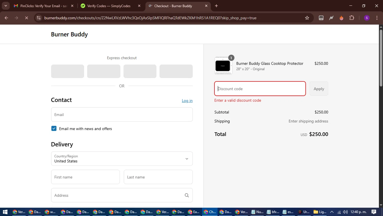 Burner Buddy promo code screenshot showing code JLY42025 applied at Burner Buddy checkout page. Uploaded by SimplyCodes community member ShieldWarden7838 on Jul 9, 2025