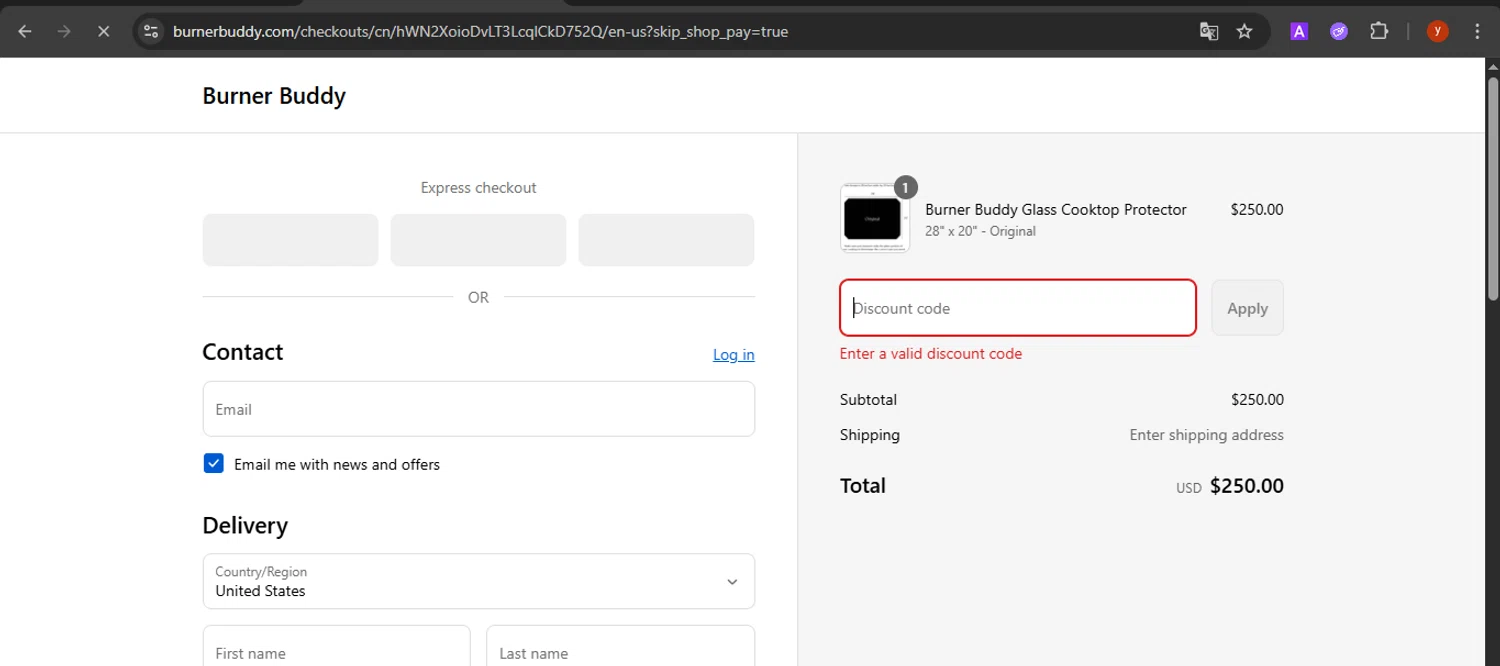 Burner Buddy promo code screenshot showing code LABORDAY2025 applied at Burner Buddy checkout page. Uploaded by SimplyCodes community member CrownTiger7501 on Sep 3, 2025