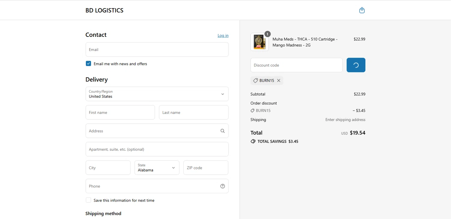 Burning Daily discount code screenshot showing code BURN15 applied at Burning Daily checkout page. Uploaded by SimplyCodes community member dimitriv on Jul 14, 2025
