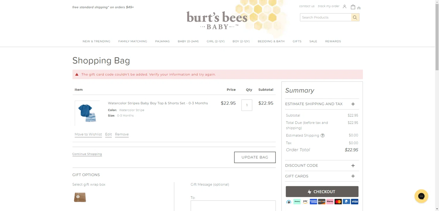 Burt's Bees Baby discount code screenshot showing code COUPONCAUSEBBB applied at Burt's Bees Baby checkout page. Uploaded by SimplyCodes community member CleverLynx8583 on May 5, 2025