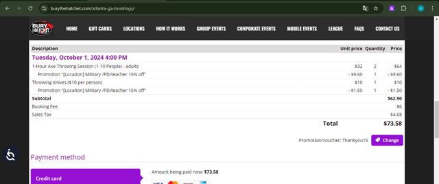 Bury the Hatchet checkout page showing Bury the Hatchet promo code box | Screenshot taken by SimplyCodes community member on Sep 30, 2024