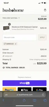 SARAH20 coupon verification screenshot
