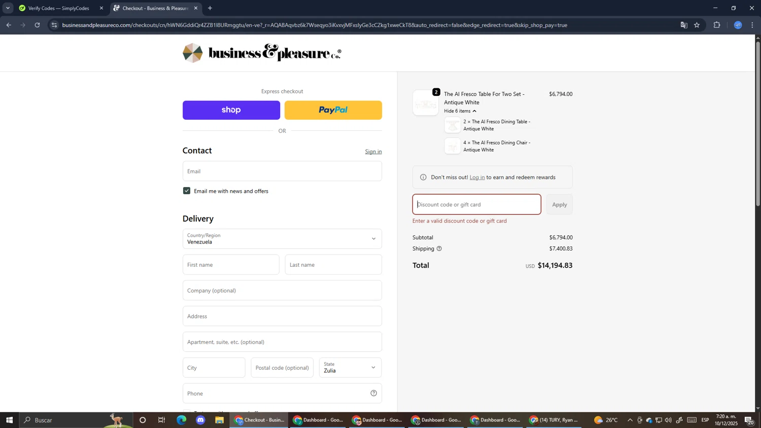 Business & Pleasure discount code screenshot showing code BFCM30 applied at Business & Pleasure checkout page. Uploaded by SimplyCodes community member RoyalExpert3857 on Dec 10, 2025