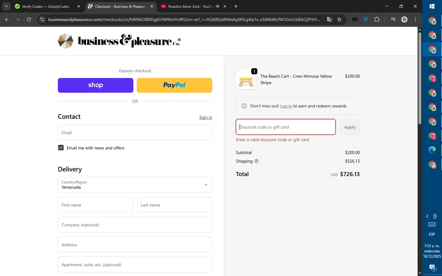 Business & Pleasure discount code screenshot showing code BFCM30 applied at Business & Pleasure checkout page. Uploaded by SimplyCodes community member ValiantWarden8956 on Dec 10, 2025