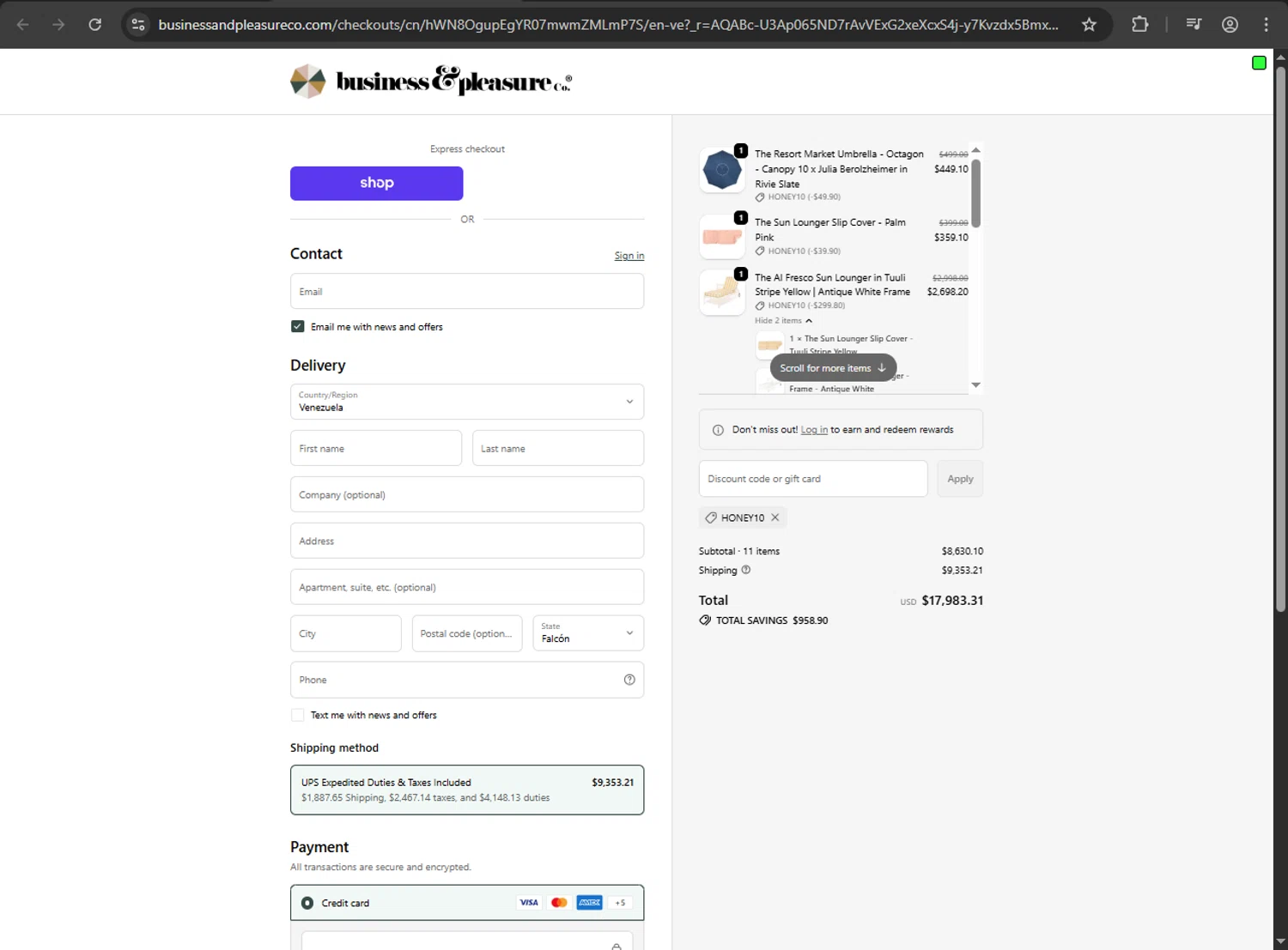 Business & Pleasure checkout page showing Business & Pleasure discount code box | Screenshot taken by SimplyCodes community member on Feb 4, 2026