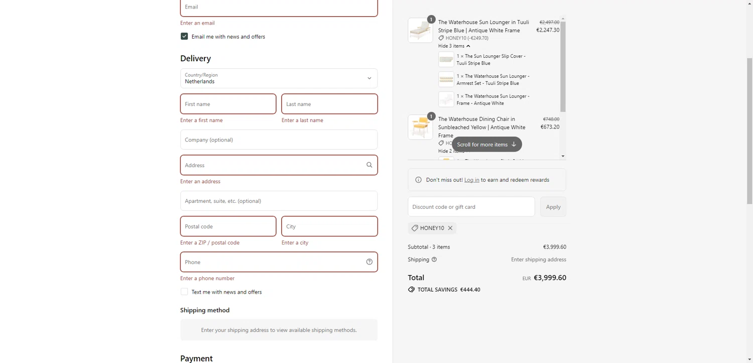 Business & Pleasure discount code screenshot showing code HONEY10 applied at Business & Pleasure checkout page. Uploaded by SimplyCodes community member PrimeSentinel4675 on Jul 6, 2025