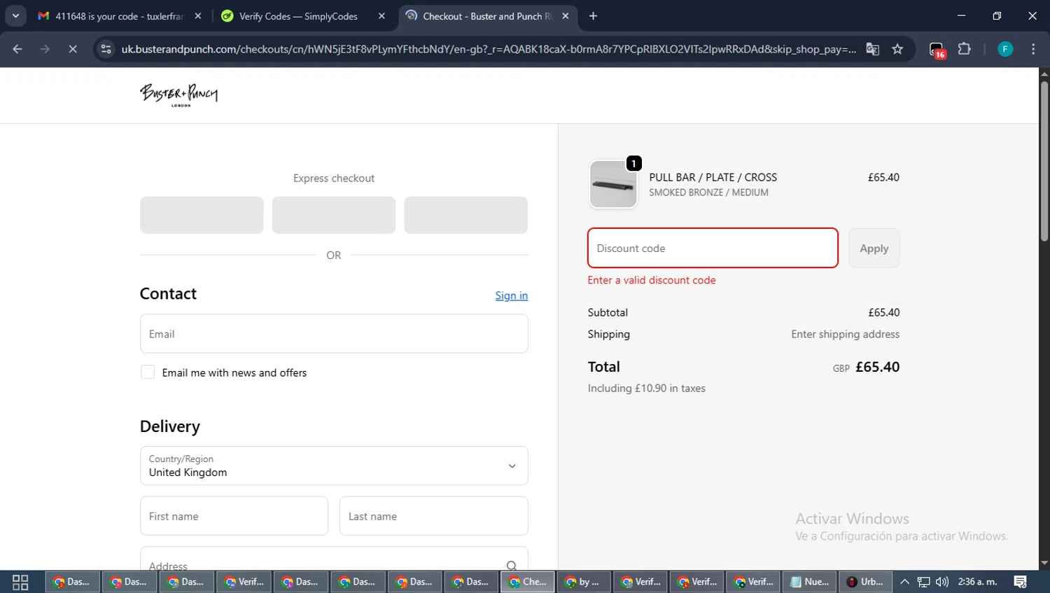 Buster + Punch promo code screenshot showing code SPECIAL15 applied at Buster + Punch checkout page. Uploaded by SimplyCodes community member ShrewdTitan3233 on Nov 26, 2025