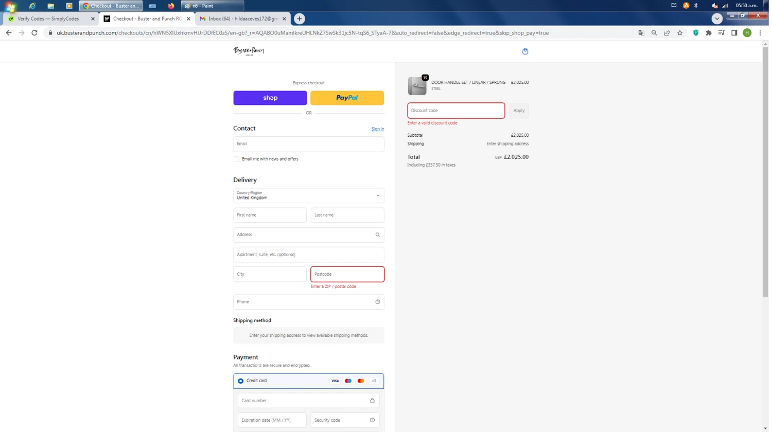 Buster + Punch promo code screenshot showing code UNLOCK applied at Buster + Punch checkout page. Uploaded by SimplyCodes community member RoyalLegend4835 on Nov 21, 2025