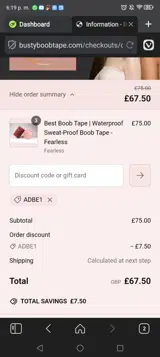 ADBE1 coupon verification screenshot
