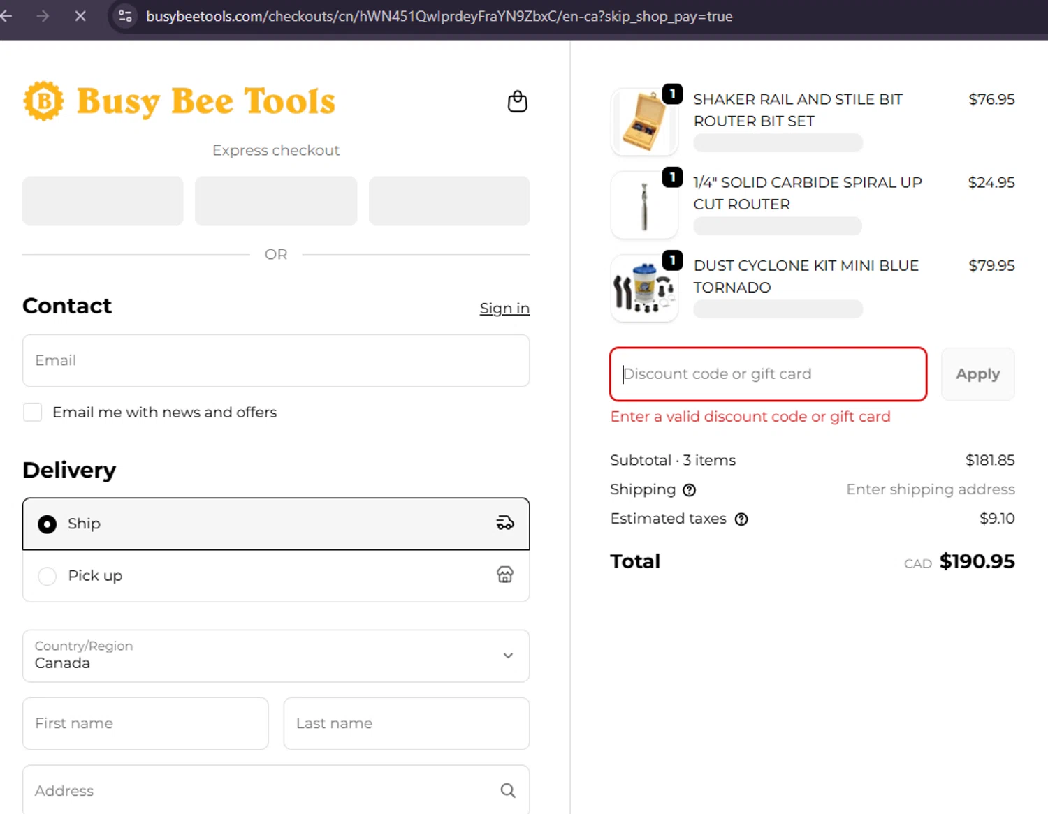 Busy Bee Tools coupon code screenshot showing code blue15 applied at Busy Bee Tools checkout page. Uploaded by SimplyCodes community member MoneySage8222 on Oct 13, 2025
