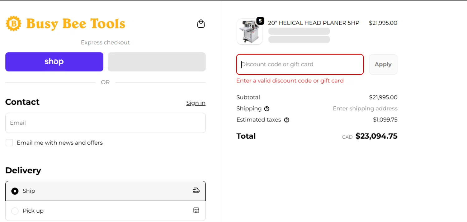 Busy Bee Tools coupon code screenshot showing code HOLIDAY10 applied at Busy Bee Tools checkout page. Uploaded by SimplyCodes community member Ari240322 on Nov 23, 2025