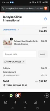 Buteyko Clinic International coupon verification screenshot