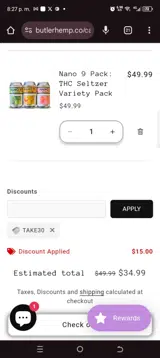 Take30 coupon verification screenshot