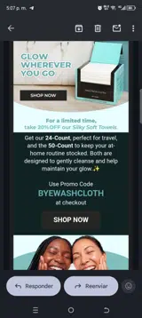 BYEWASHCLOTH coupon verification screenshot
