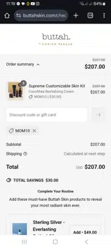Mom10 coupon verification screenshot