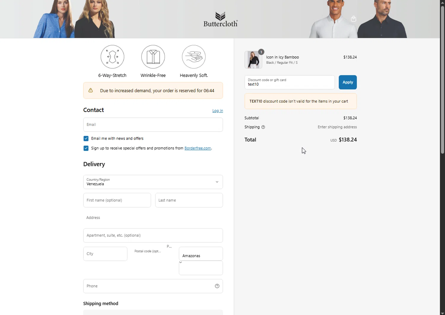 Butter Cloth discount code screenshot showing code text10 applied at Butter Cloth checkout page. Uploaded by SimplyCodes community member Doomslayer on Jul 13, 2025