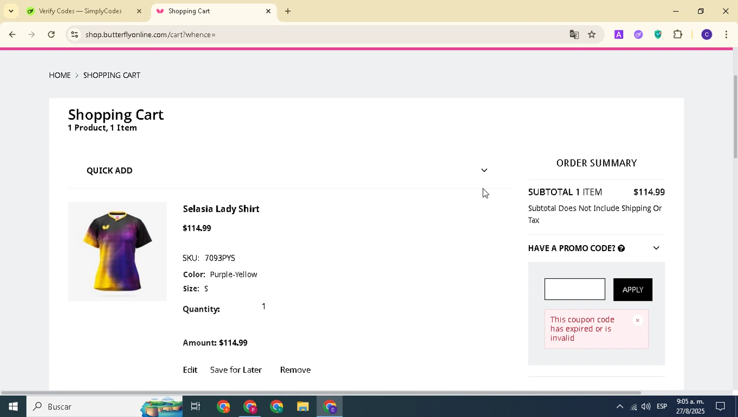 Butterfly Online promo code screenshot showing code R40FORMLTT applied at Butterfly Online checkout page. Uploaded by SimplyCodes community member alexanderarnold on Aug 27, 2025