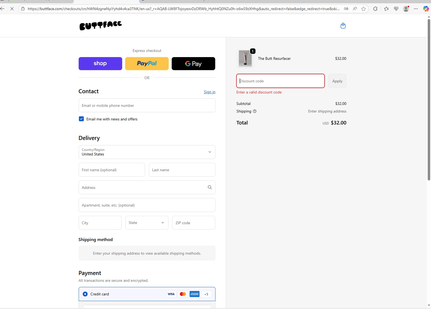 Buttface Skincare promo code screenshot showing code STILLHERE applied at Buttface Skincare checkout page. Uploaded by SimplyCodes community member holasfosi on Nov 6, 2025