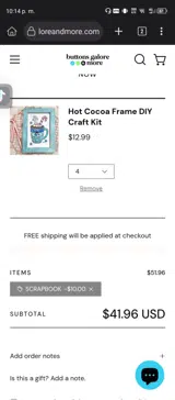 SCRAPBOOK coupon verification screenshot