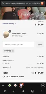 VIP10 coupon verification screenshot