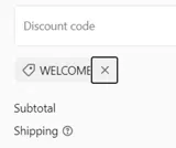 WELCOME coupon verification screenshot
