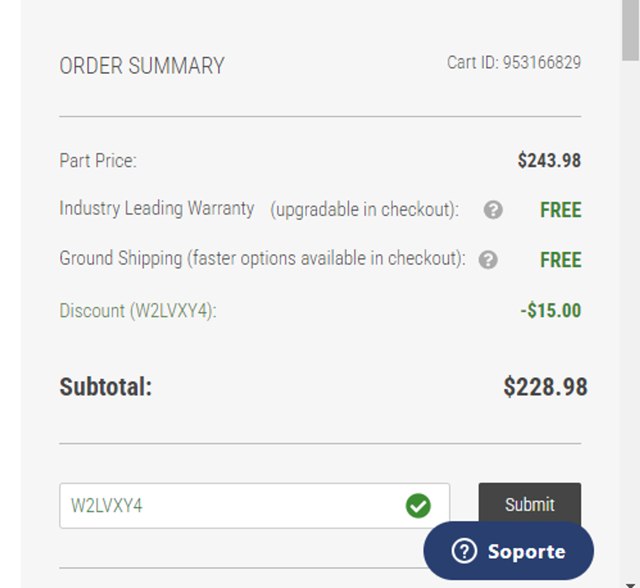 Buy Auto Parts checkout page showing Buy Auto Parts promo code box | Screenshot taken by SimplyCodes community member on May 23, 2024
