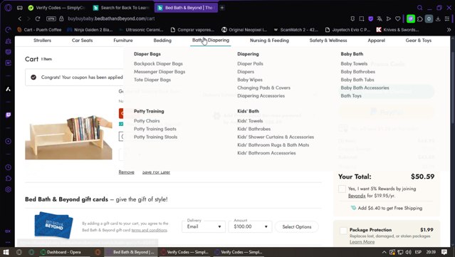 Buy Buy Baby checkout page showing Buy Buy Baby promo code box | Screenshot taken by SimplyCodes community member on Aug 13, 2025
